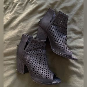 Open toe black booties